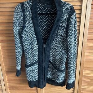 rag & bone Black and Gray Zip-Up Sweater